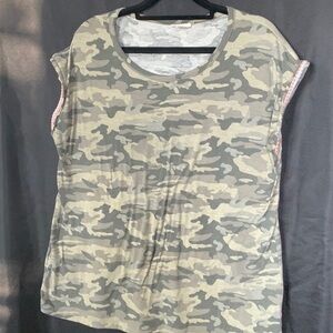 Hem & Thread Green Tan Boxy Relaxed T-Shirt